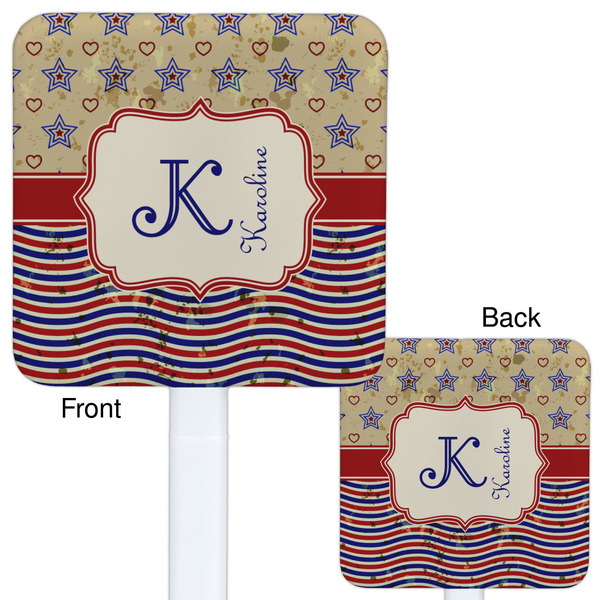 Vintage Stars & Stripes White Plastic Stir Stick - Double Sided - Approval