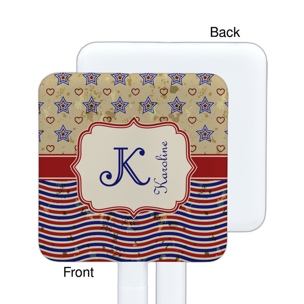 Vintage Stars & Stripes White Plastic Stir Stick - Single Sided - Square - Approval