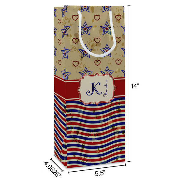 Vintage Stars & Stripes Wine Gift Bag - Dimensions