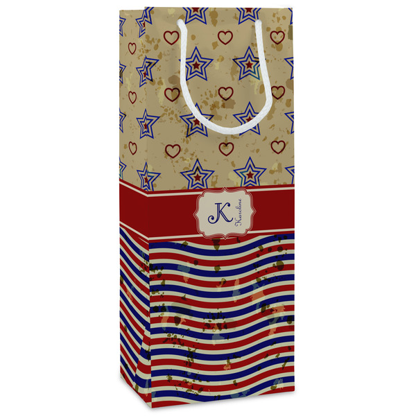 Custom Vintage Stars & Stripes Wine Gift Bags (Personalized)