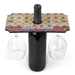 Vintage Stars & Stripes Wine Bottle & Glass Holder (Personalized)