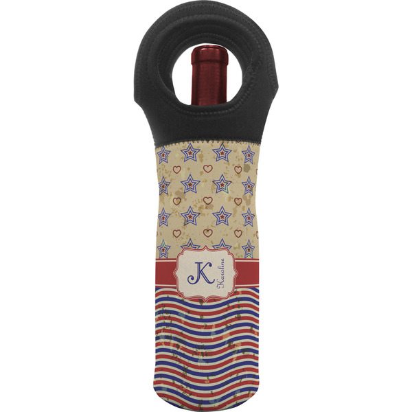 Custom Vintage Stars & Stripes Wine Tote Bag (Personalized)