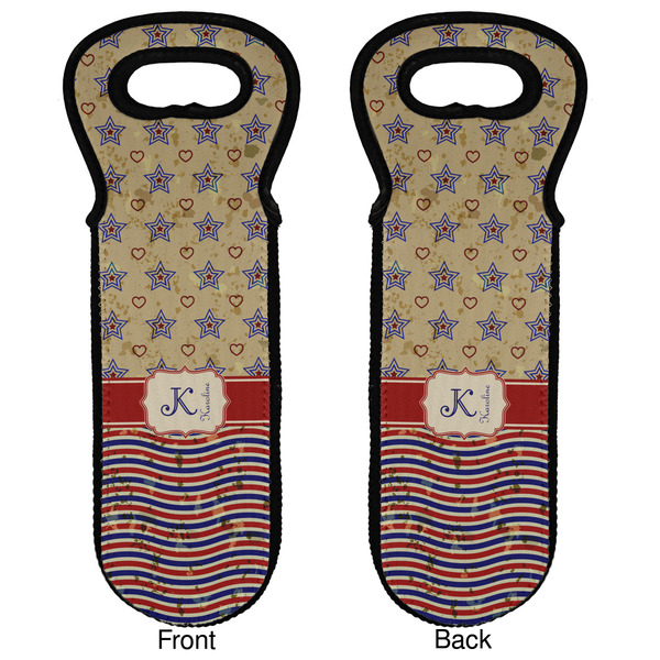 Vintage Stars & Stripes Wine Tote Front & Back
