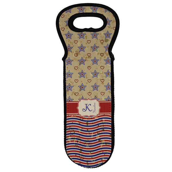 Custom Vintage Stars & Stripes Wine Tote Bag (Personalized)