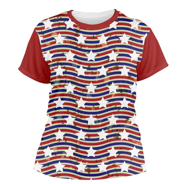 Custom Vintage Stars & Stripes Women's Crew T-Shirt - Medium