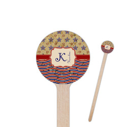 Vintage Stars & Stripes 7.5" Round Wooden Stir Sticks - Double Sided (Personalized)