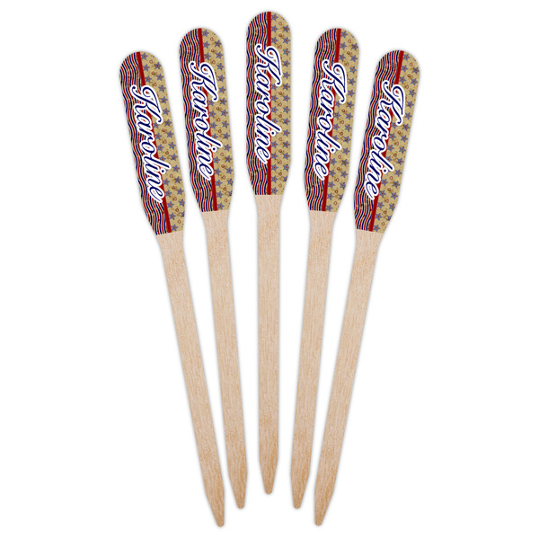 Vintage Stars & Stripes Wooden Food Pick - Paddle - Fan View