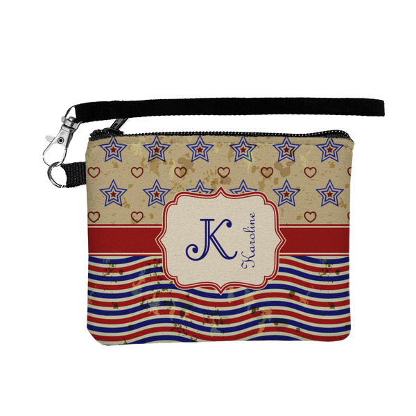 Custom Vintage Stars & Stripes Wristlet ID Case w/ Name and Initial