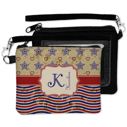 Vintage Stars & Stripes Wristlet ID Case w/ Name and Initial