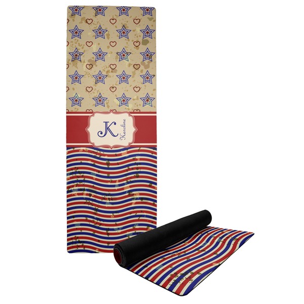 Custom Vintage Stars & Stripes Yoga Mat (Personalized)