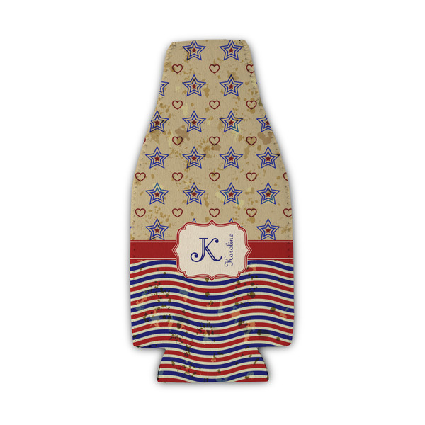 Custom Vintage Stars & Stripes Zipper Bottle Cooler (Personalized)