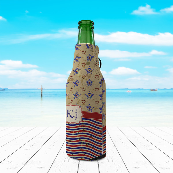 Vintage Stars & Stripes Zipper Bottle Cooler - LIFESTYLE