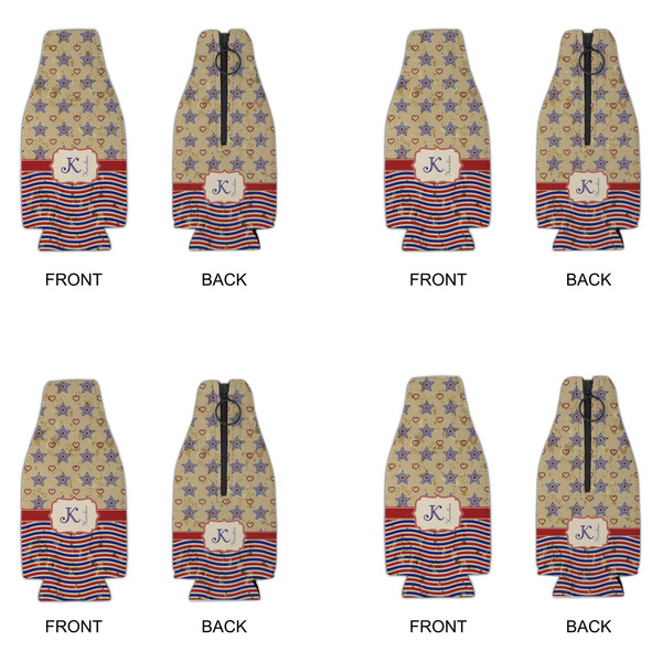 Vintage Stars & Stripes Zipper Bottle Cooler - Set of 4 - APPROVAL