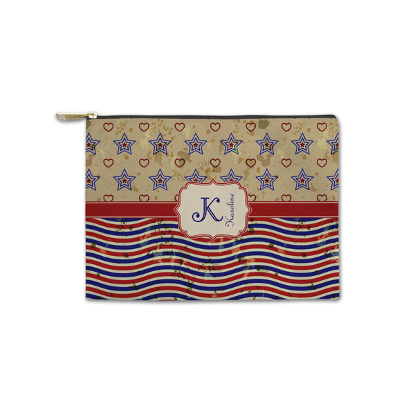 Custom Vintage Stars & Stripes Zipper Pouch - Small - 8.5"x6" (Personalized)