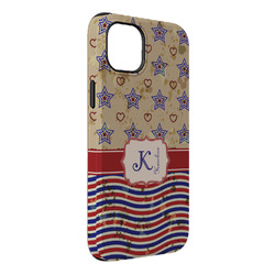 Vintage Stars & Stripes iPhone Case - Rubber Lined - iPhone 14 Plus (Personalized)