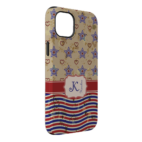 Custom Vintage Stars & Stripes iPhone Case - Rubber Lined - iPhone 14 Pro Max (Personalized)