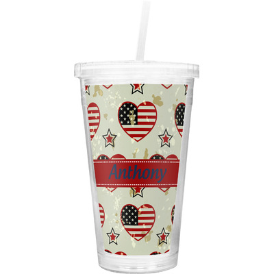 Americana Double Wall Tumbler with Straw (Personalized)