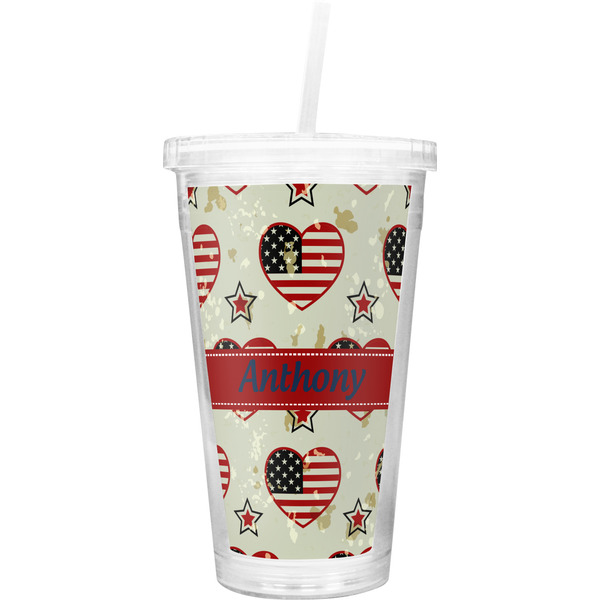 Custom Americana Double Wall Tumbler with Straw (Personalized)