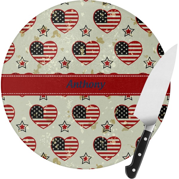 Custom Americana Round Glass Cutting Board - Medium (Personalized)