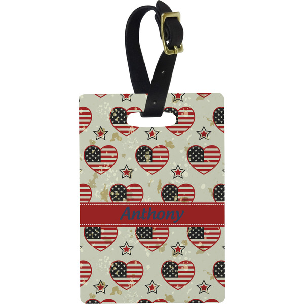 Custom Americana Plastic Luggage Tag - Rectangular w/ Name or Text