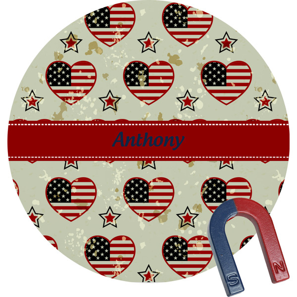 Custom Americana Round Fridge Magnet (Personalized)