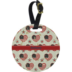Americana Plastic Luggage Tag - Round (Personalized)