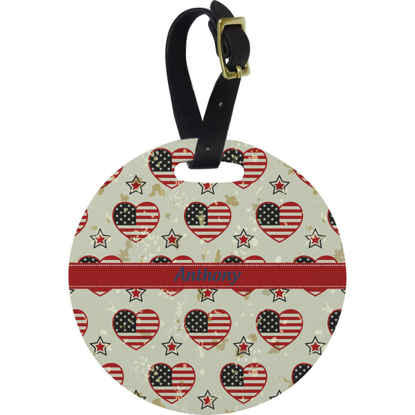Custom Americana Plastic Luggage Tag - Round (Personalized)