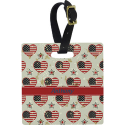 Americana Plastic Luggage Tag - Square w/ Name or Text