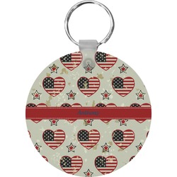 Americana Round Plastic Keychain (Personalized)