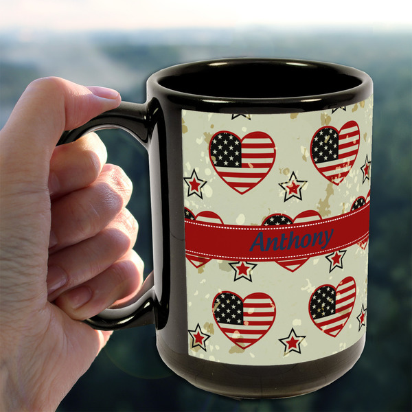 Americana 15oz. Black Mug - LIFESTYLE