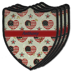 Americana Iron On Shield B Patches - Set of 4 w/ Name or Text