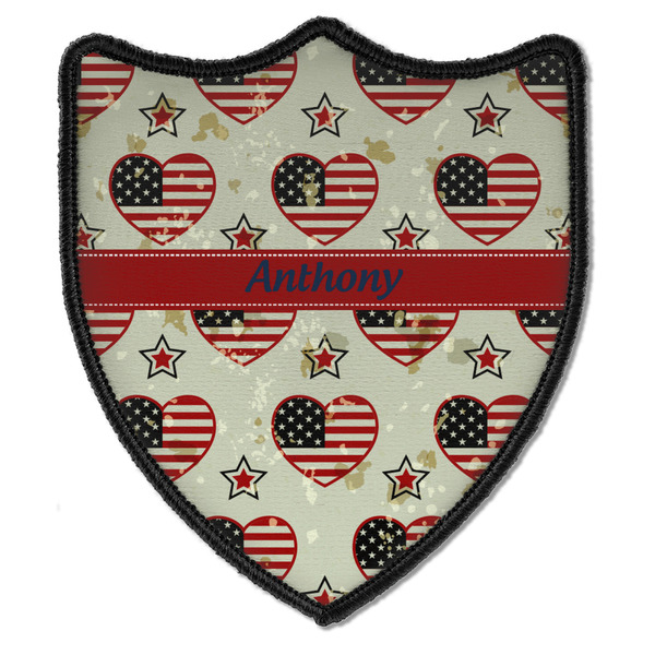 Custom Americana Iron On Shield Patch B w/ Name or Text