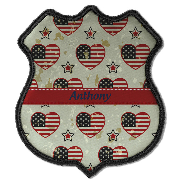 Custom Americana Iron On Shield Patch C w/ Name or Text