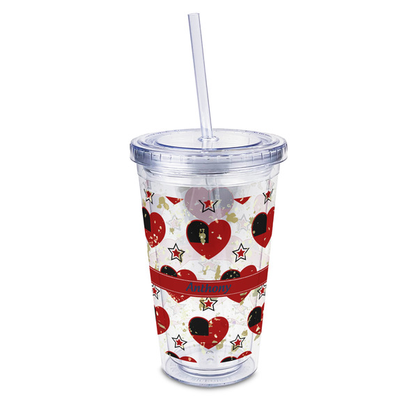 Custom Americana 16oz Double Wall Acrylic Tumbler with Lid & Straw - Full Print (Personalized)