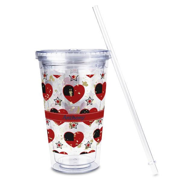 Americana Acrylic Tumbler - Full Print - Front straw out