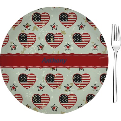Americana 8" Glass Appetizer / Dessert Plates - Single or Set (Personalized)