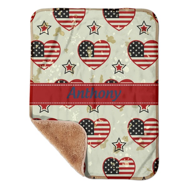 Custom Americana Sherpa Baby Blanket - 30" x 40" w/ Name or Text