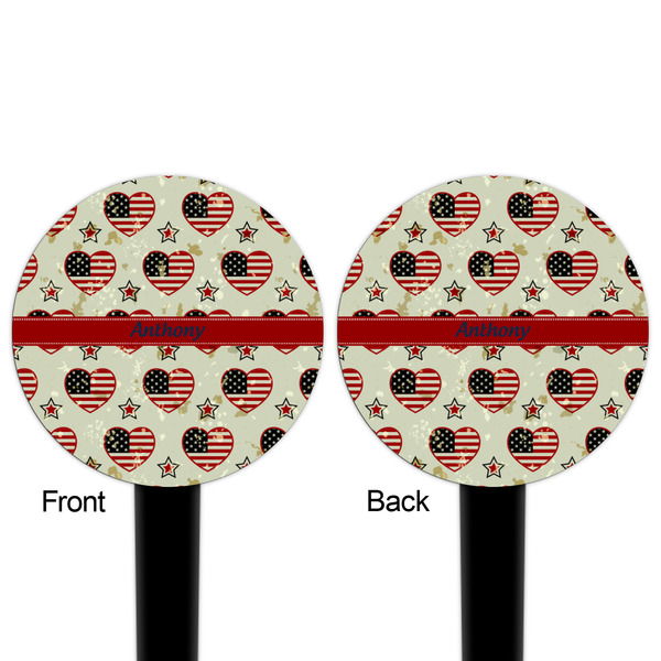 Americana Black Plastic 4" Food Pick - Round - Double Sided - Front & Back