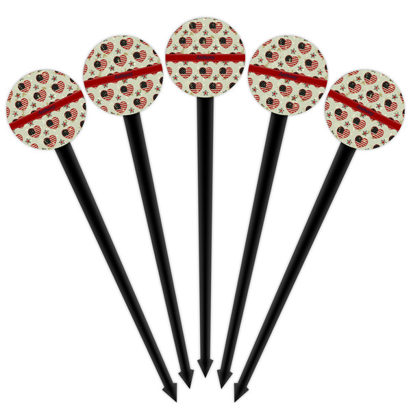 Americana Black Plastic 4" Food Pick - Round - Fan View