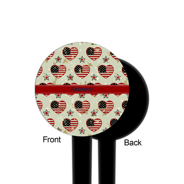 Americana Black Plastic 4" Food Pick - Round - Single Sided - Front & Back