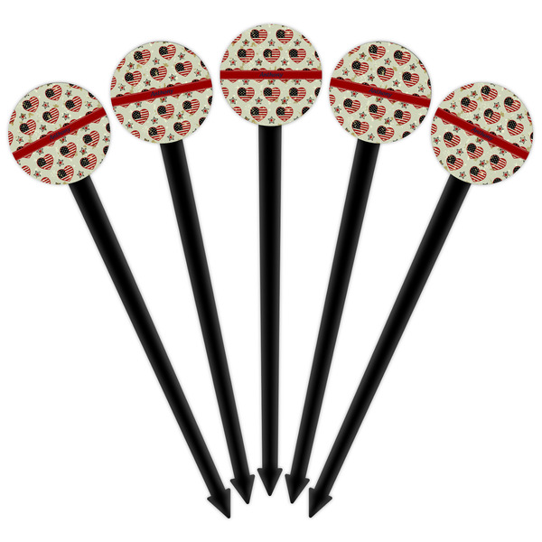 Americana Black Plastic 6" Food Pick - Round - Fan View