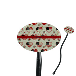 Americana 7" Oval Plastic Stir Sticks - Black - Single Sided (Personalized)