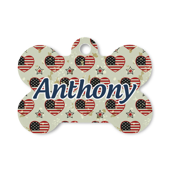Custom Americana Bone Shaped Dog ID Tag - Small (Personalized)