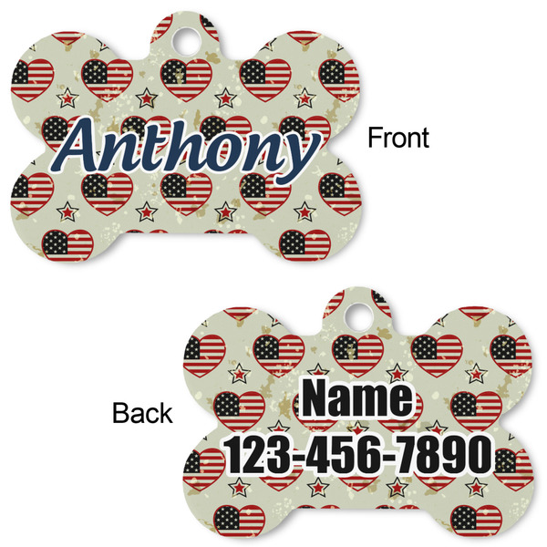 Americana Bone Shaped Dog Tag - Front & Back