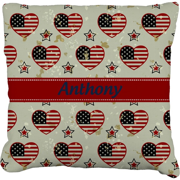 Custom Americana Faux-Linen Throw Pillow 18" (Personalized)