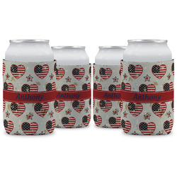 Americana Can Cooler (12 oz) - Set of 4 w/ Name or Text
