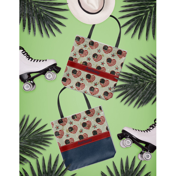 Americana Canvas Tote Lifestyle Front and Back- 13x13