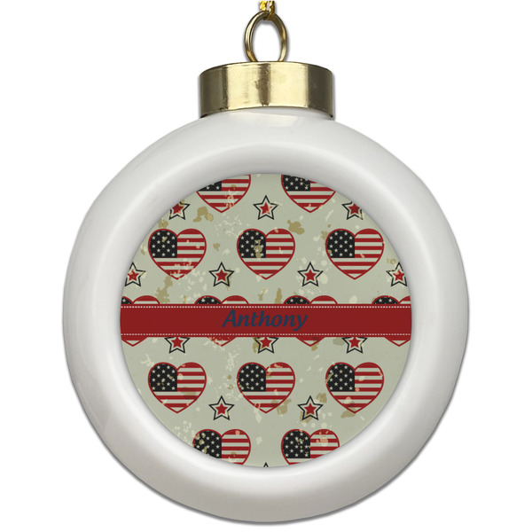 Custom Americana Ceramic Ball Ornament (Personalized)