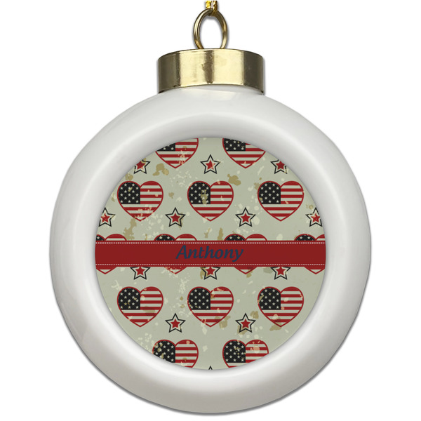 Custom Americana Ceramic Ball Ornament (Personalized)