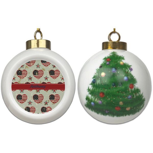 Americana Ceramic Christmas Ornament - X-Mas Tree (APPROVAL)